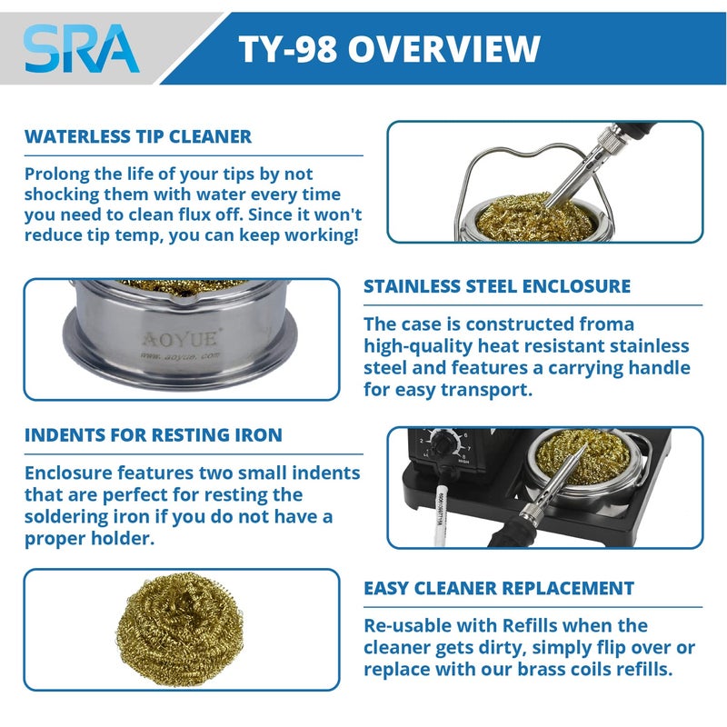 Aoyue Soldering Iron Tip Cleaner with Brass wire sponge, no water needed (TY-98)â€¦ - Image 2